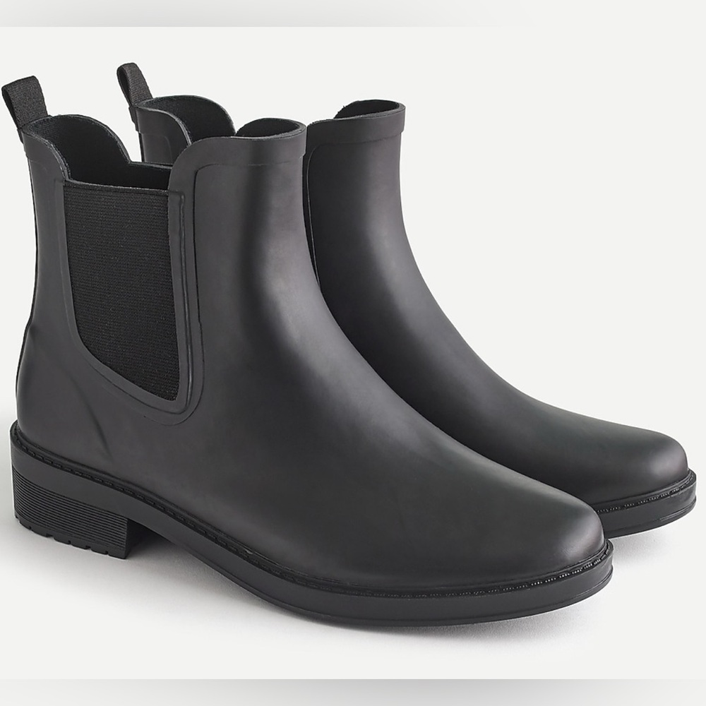 J. Crew Women's Black Rain Boots, Sz 9, Excellent Condition